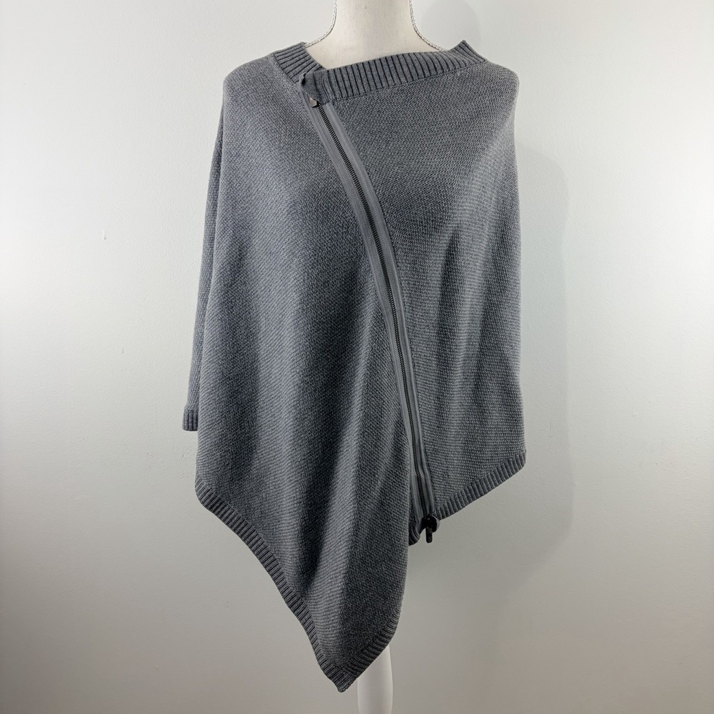 lululemon Gray Merino Wool Zipper Poncho Wrap OS One Size Womens